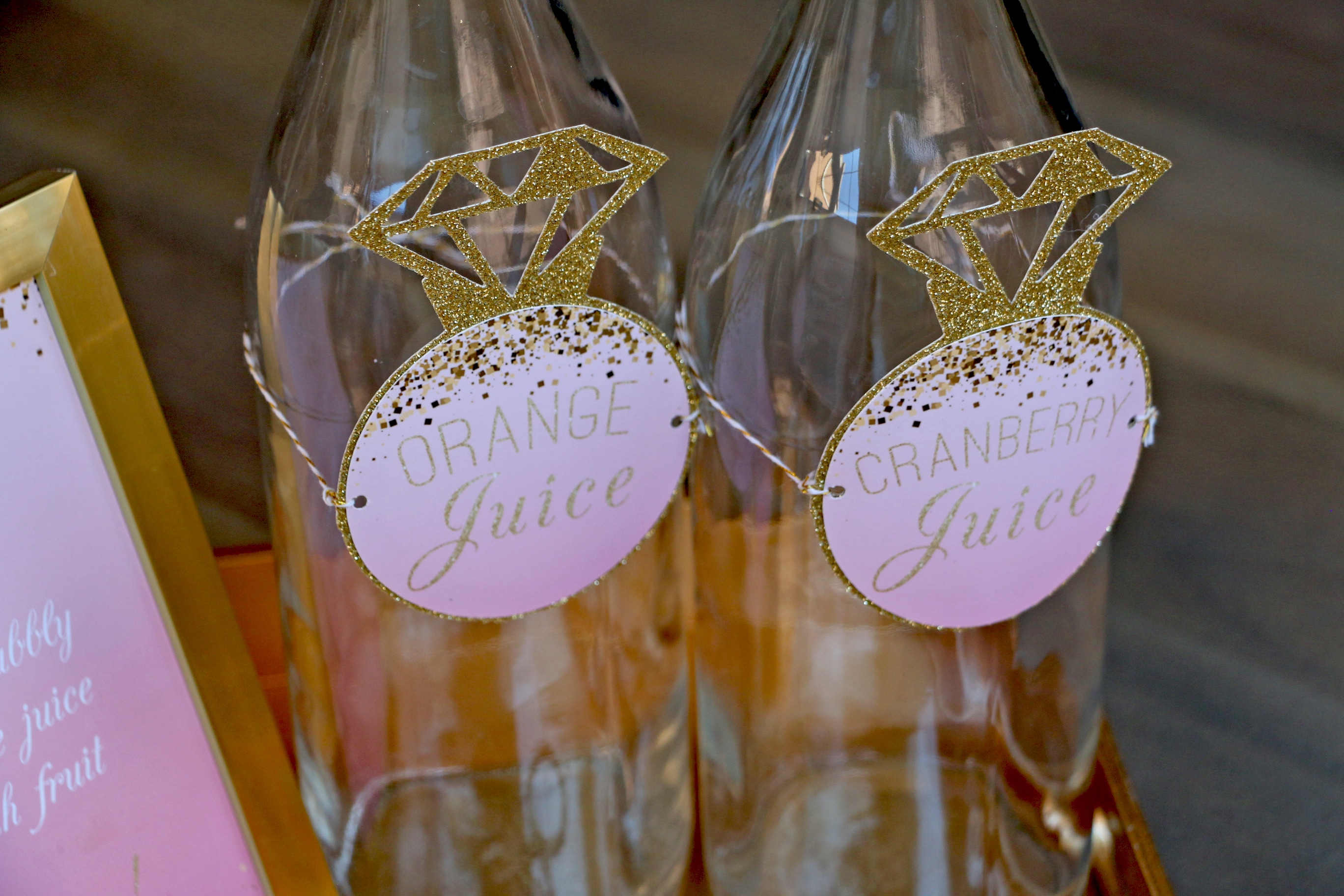 Blush and Gold Engagement Party Decorations: bridal shower bubbly bar