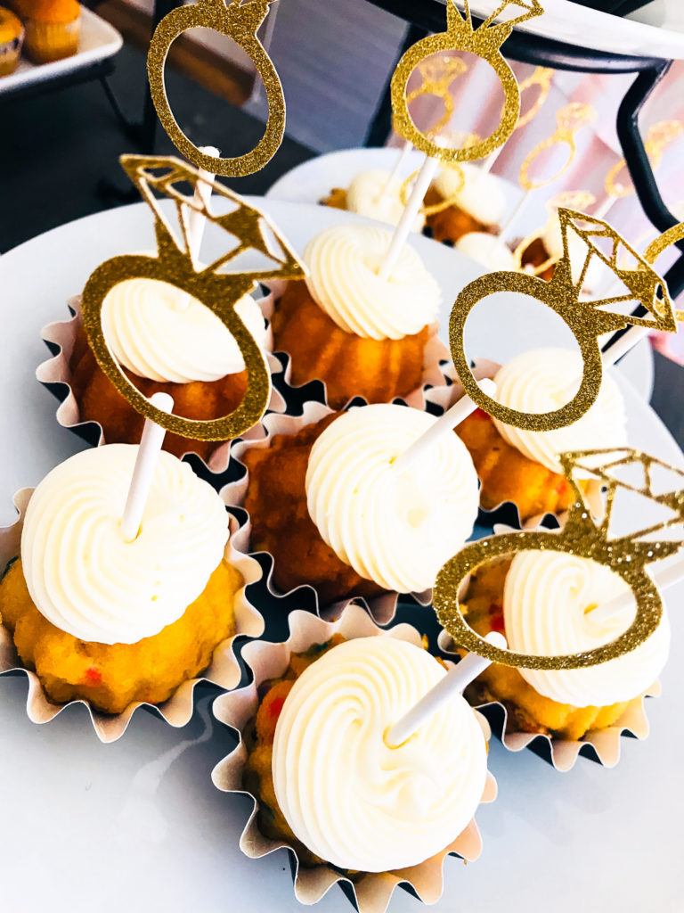 Gold Ring Bridal Shower Cupcakes for Bubbly and Brunch Bridal Shower Decorations