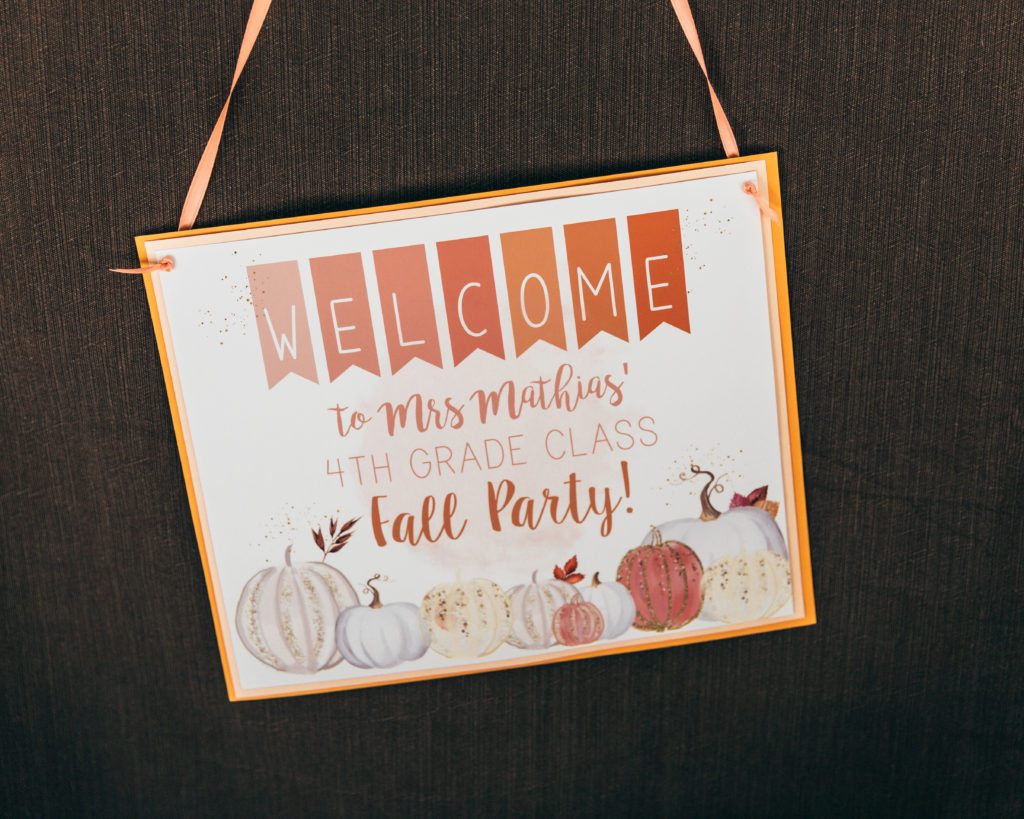 4th Grade Class Party Welcome Sign