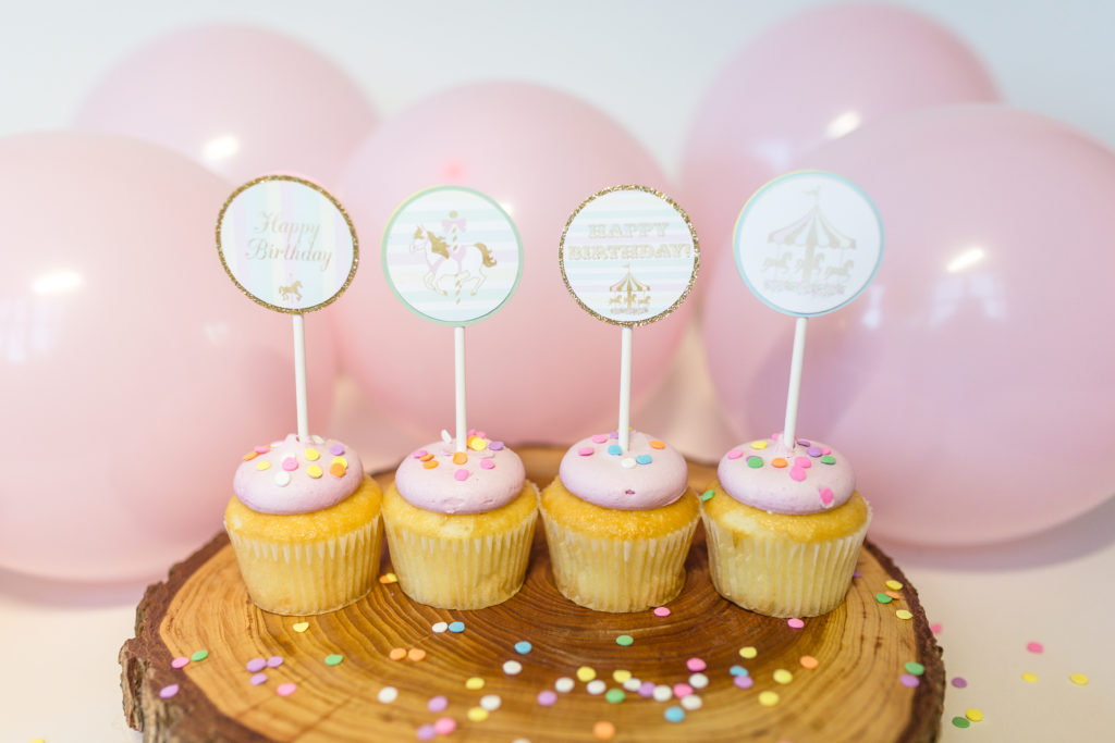 Carousel Birthday Party Cupcake Toppers