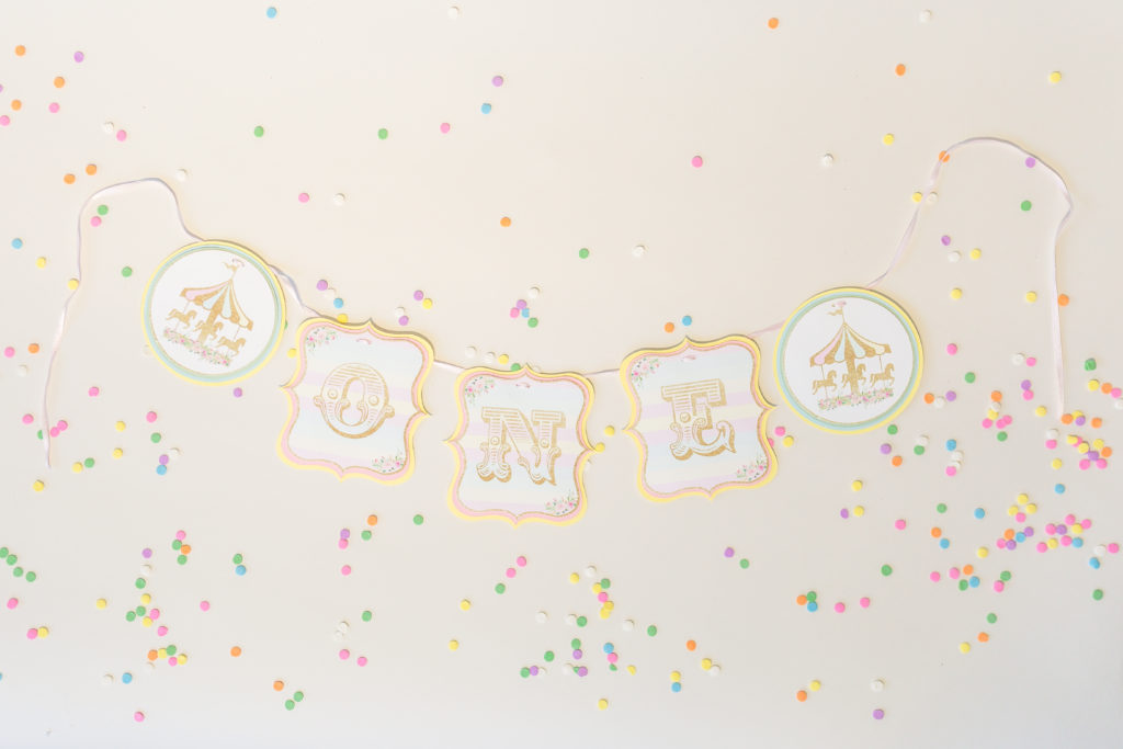 Carousel 1st Birthday Party High Chair Banner