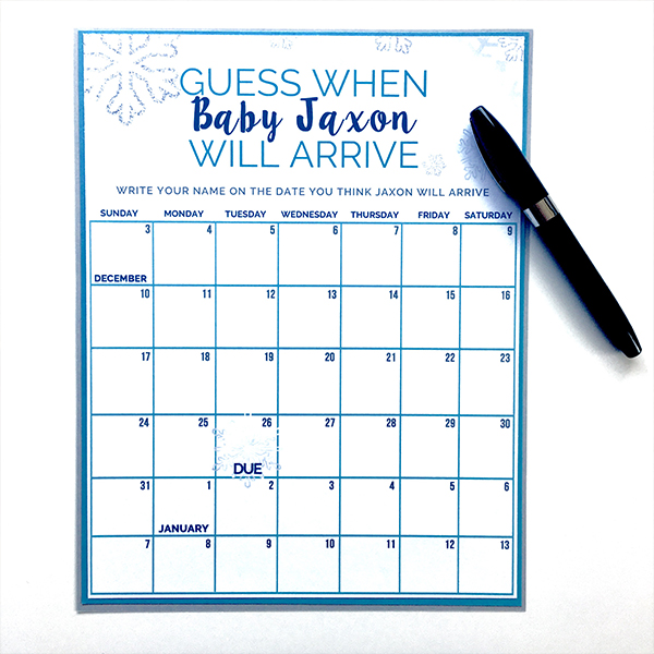 Baby Shower Guess When Baby Will Arrive Calendar Game - A Touch of LA