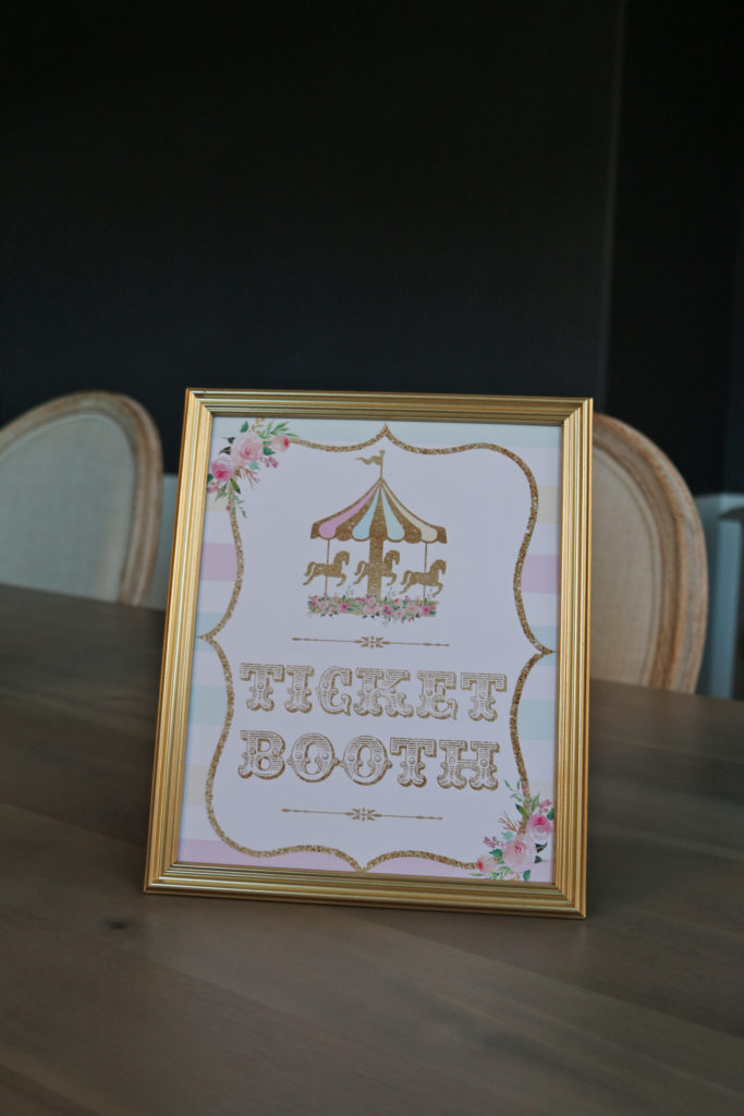 Carousel Birthday Party Ticket Booth Sign