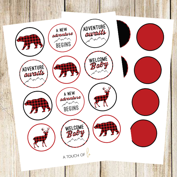 Buffalo Plaid Baby Shower Cupcake Toppers