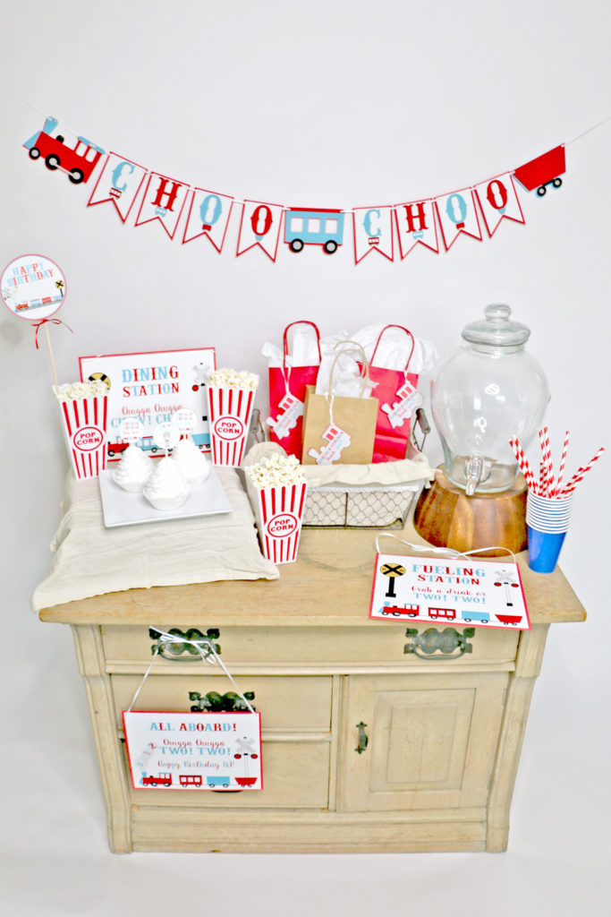 Blue and Red 2 Year Old Train Party