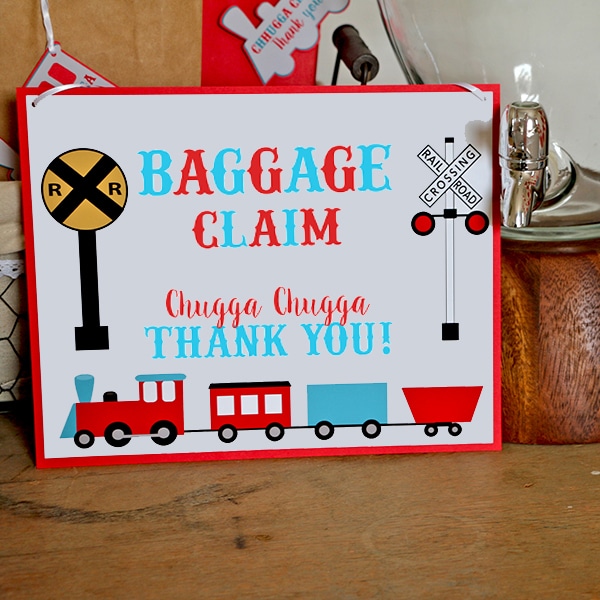 Train Party Baggage Claim Sign