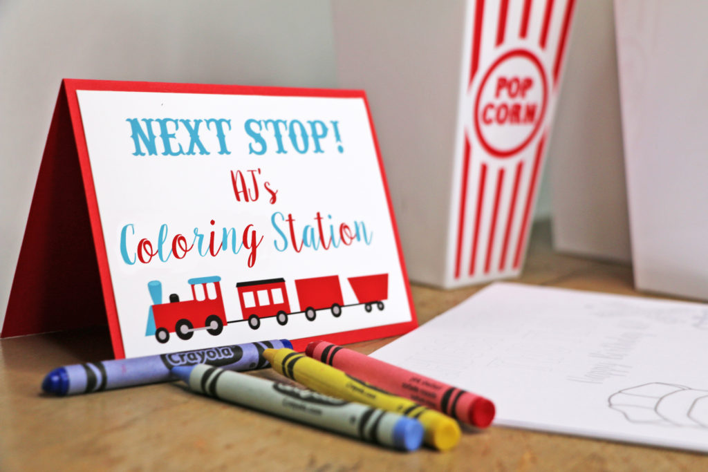 Coloring Station for Train Party