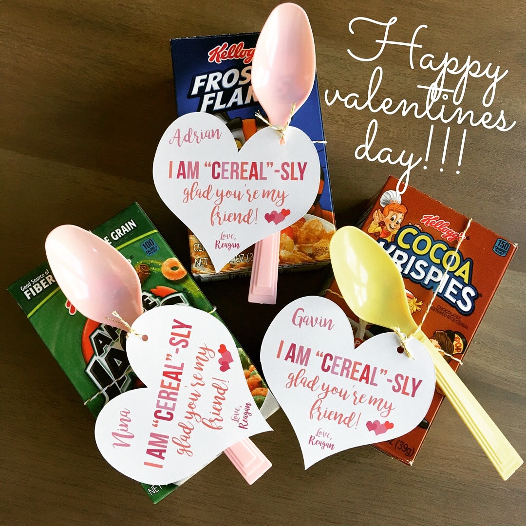 Easy Valentine Idea: Cereal Valetines Day Tags