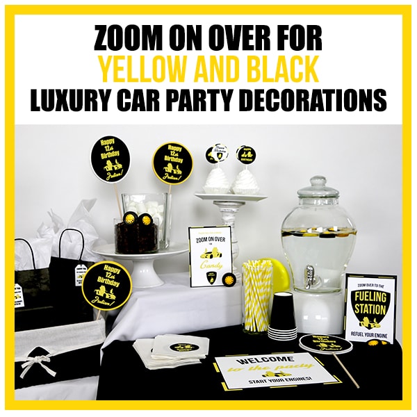 Yellow Luxury Car Birthday Decorations