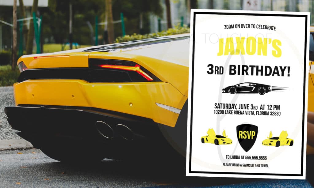 Yellow Luxury Car Party Invitation