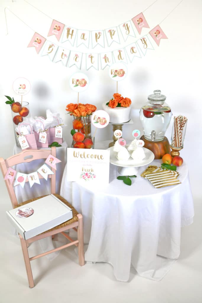 Peaches Birthday Party Setup