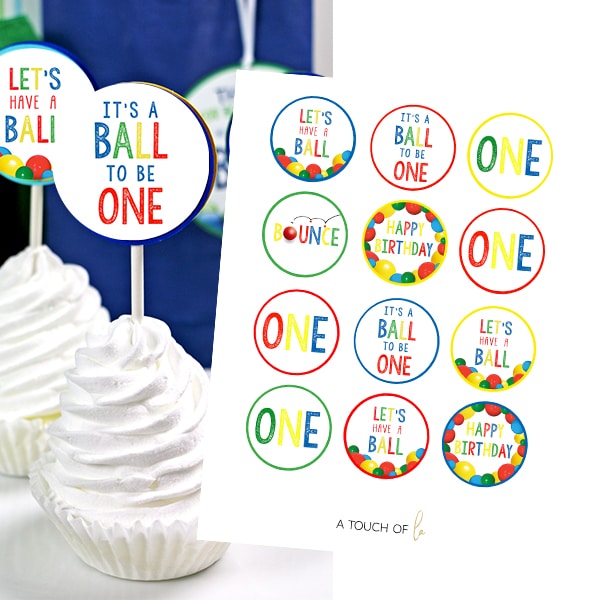 Bouncy Ball Party Decorations: Cupcake Toppers