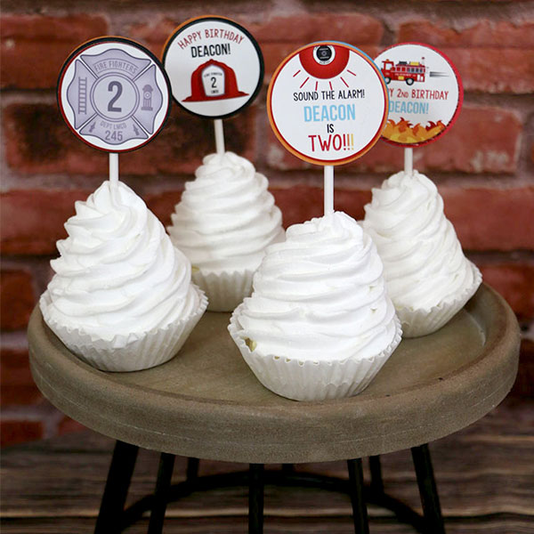 Firefighter Party Cupcake Toppers