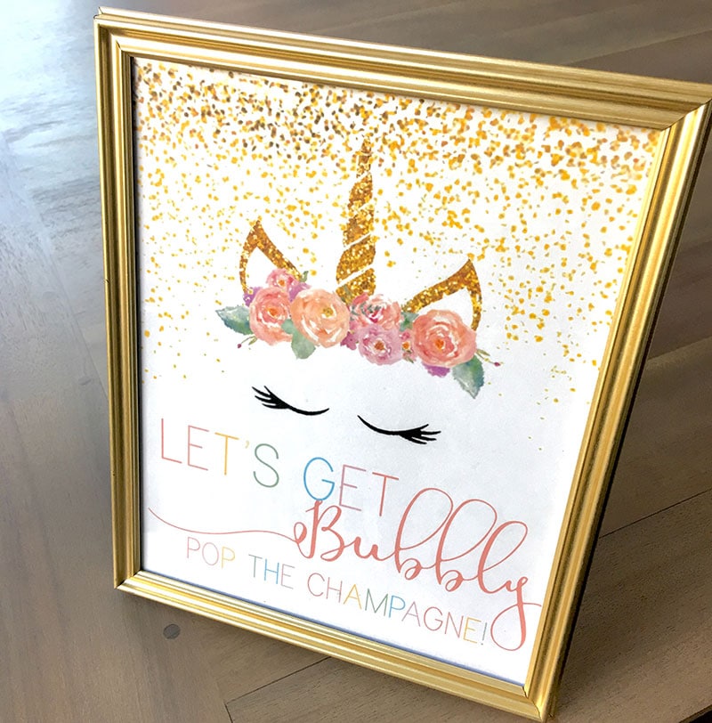Let's Get Bubbly Unicorn Party Sign