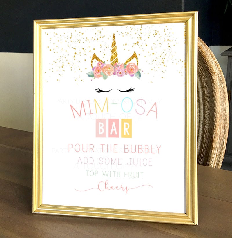 Unicorn Party Mimosa Bar sign