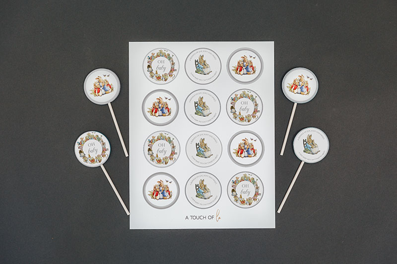 Peter rabbit baby shower cupcake toppers
