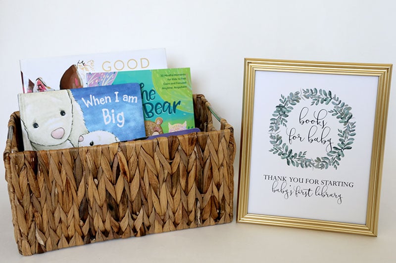 Greenery Baby Shower Books for Baby Sign