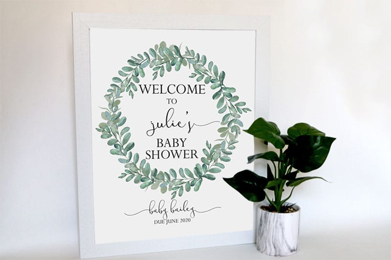 Greenery Baby Shower Supplies & Games: Welcome Sign
