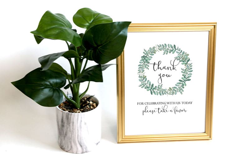 Greenery Baby Shower Favor Sign