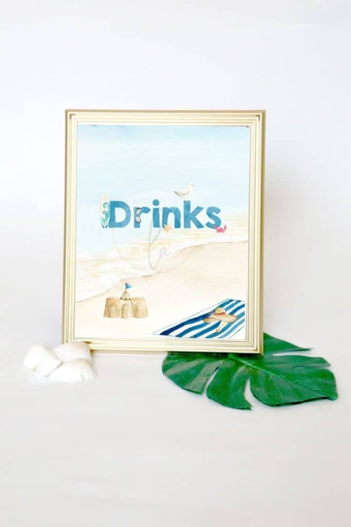 Beach Party Drinks Sign