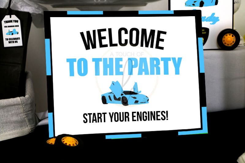 Editable-Powder-Blue-Supercar-Party-Welcome-Sign