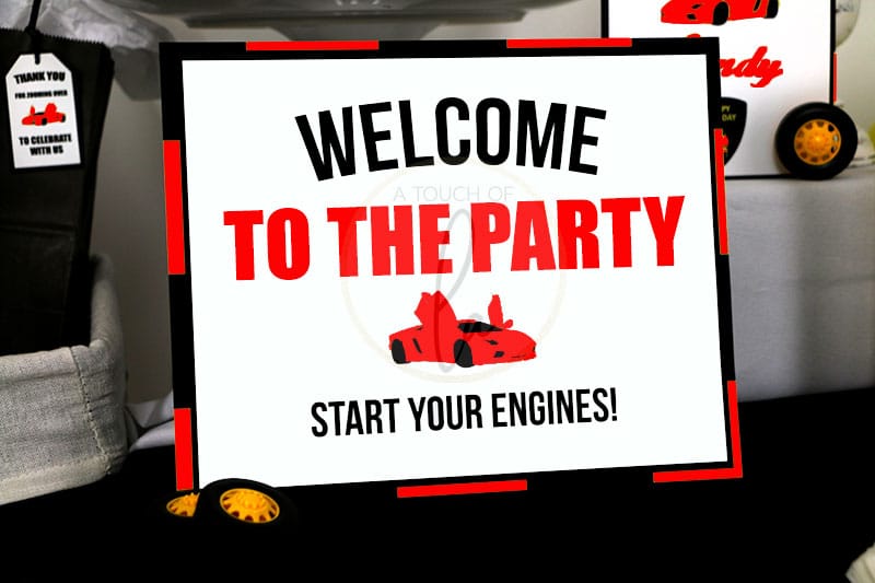 Red-Supercar-Party-Welcome-Sign
