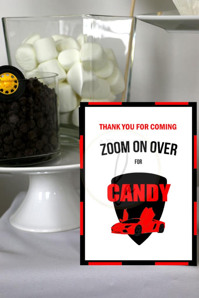 Red-and-Black-Supercar-Party-Candy-Bar-Sign