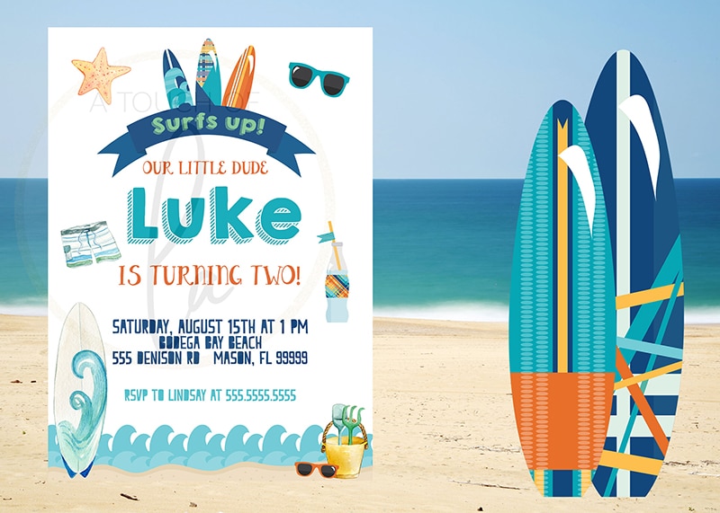 Surf Birthday Party Invitation