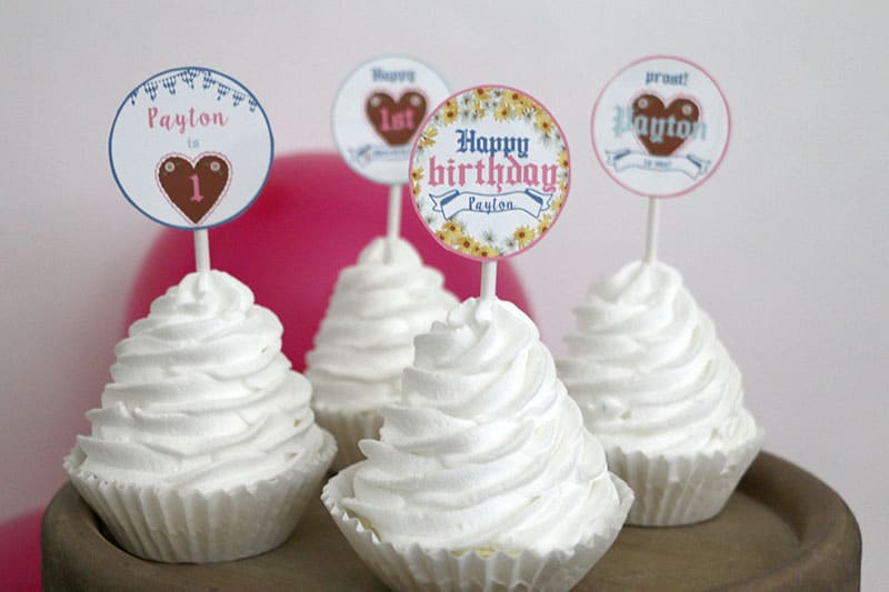 How to Decorate A Girly Oktoberfest Birthday Party: Girl Oktoberfest Editable Cupcake Toppers
