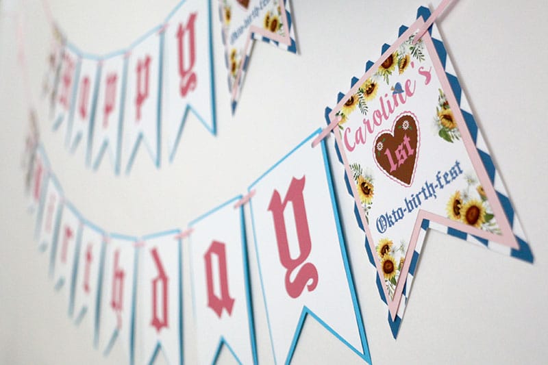 Girly Oktoberfest Happy Birthday Banner