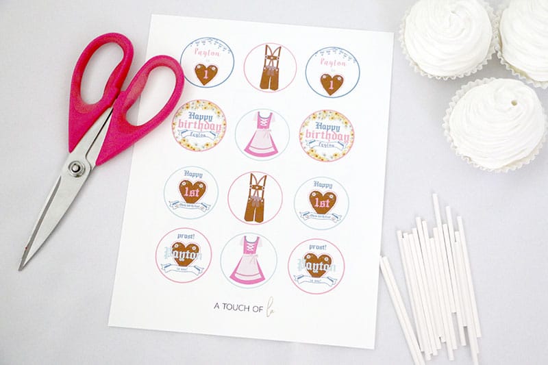 Girl Oktoberfest Editable Cupcake Toppers
