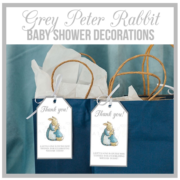 Grey Peter Rabbit Baby Shower Decorations