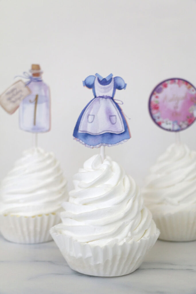 Alice in Wonderland Printable Cupcake Toppers