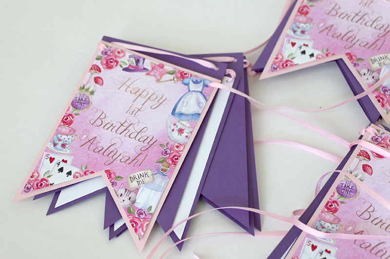 Alice in Wonderland Printable and Editable Happy Birthday Banner
