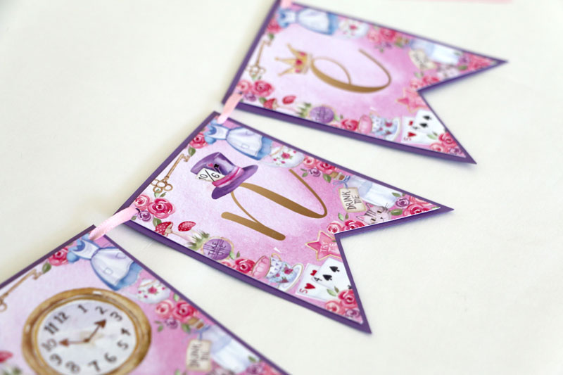 Alice in Wonderland Printable High Chair Banner for First Birthday