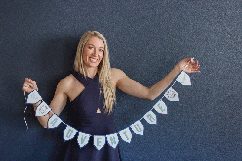 The Adventure Begins baby shower banner