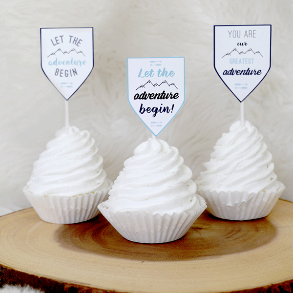 Mountain Baby Shower Cupcake Toppers for Adventure Baby Shower