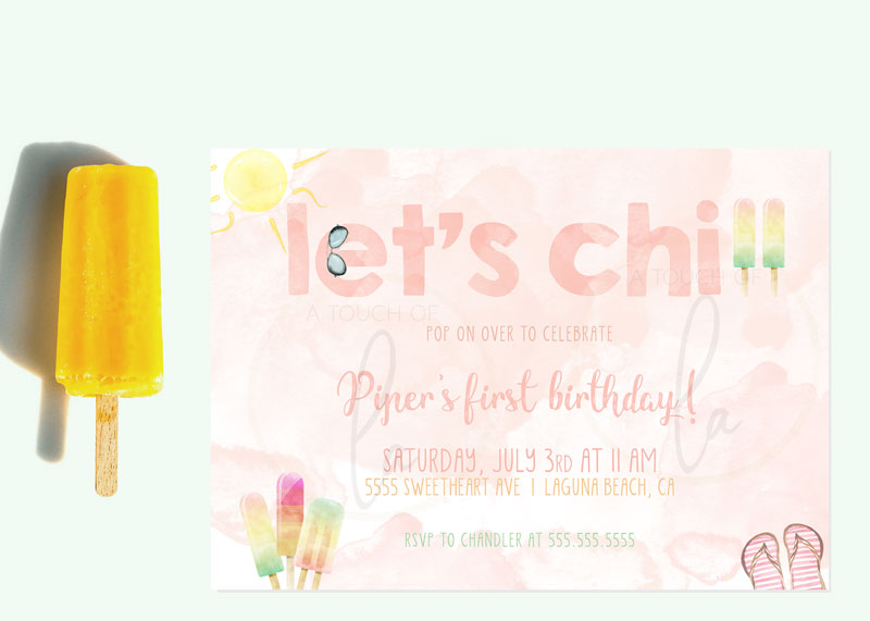 Chill Out With Popsicle First Birthday Party Invitation