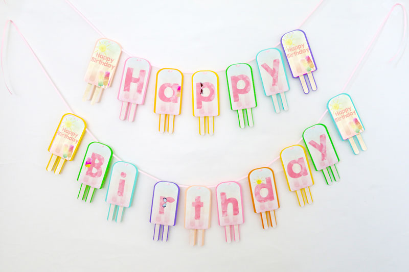 Popsicle Party Happy Birthday Banner