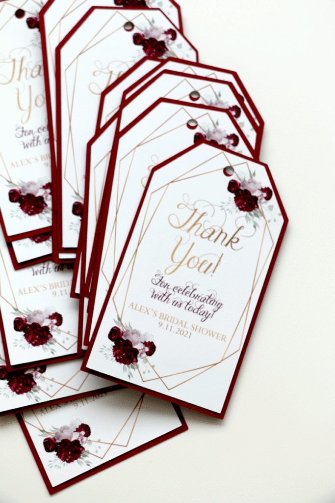 Printable Red Peony Bridal Shower Decorations Favors