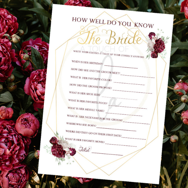 How Well Do you Know the Bride Game