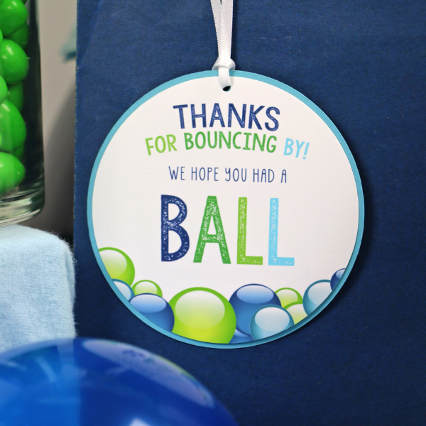 Blue and Green Ball Party Favor Tag
