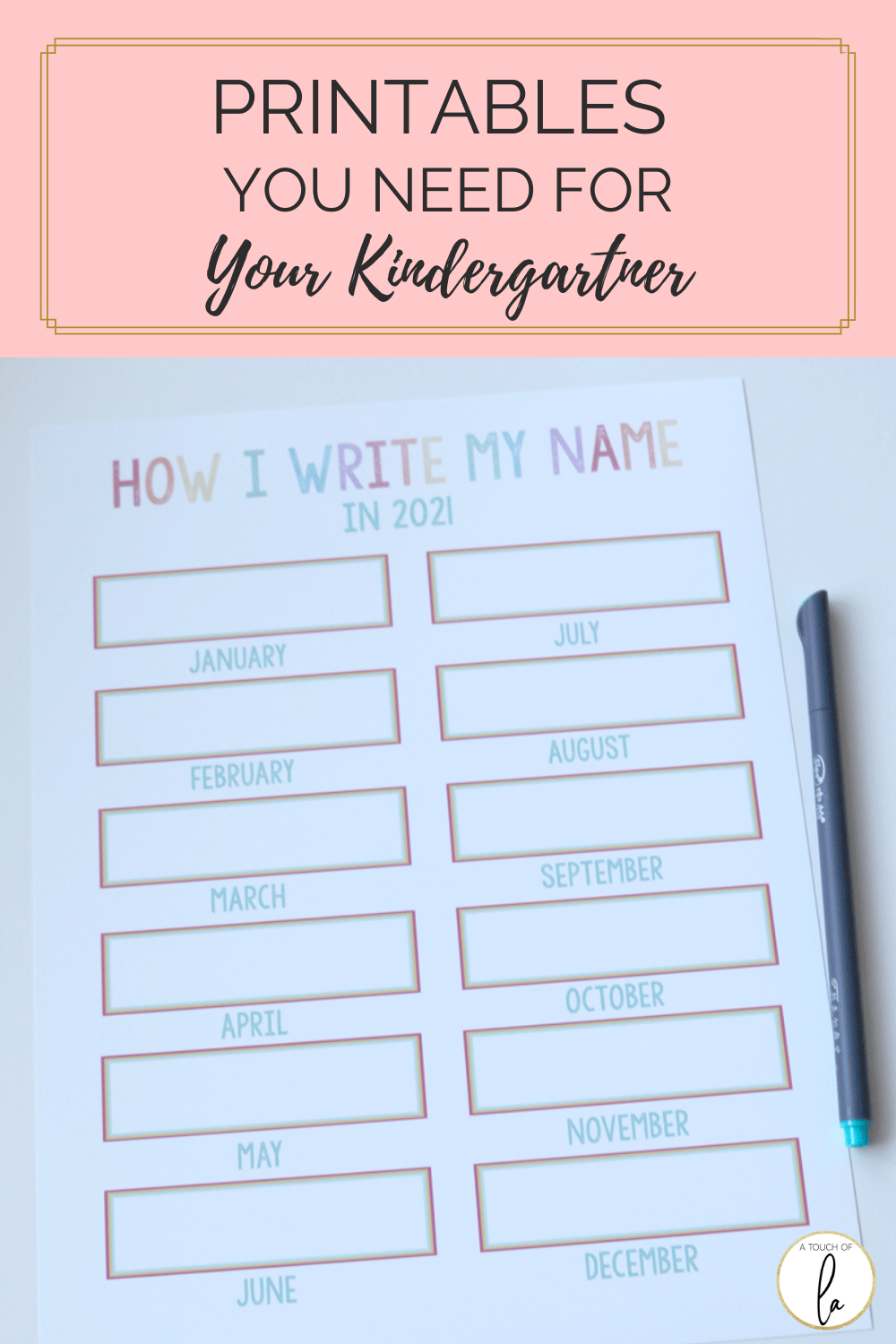 Printables For Your Kindergartner - A Touch of LA