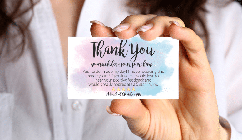 Printable Thank You for Your Purchase Cards