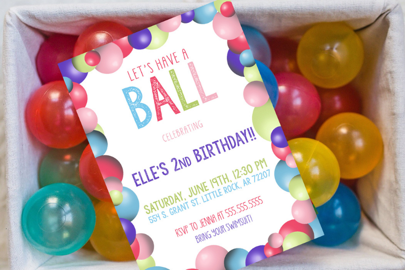 Editable Girl Ball Party Invitation