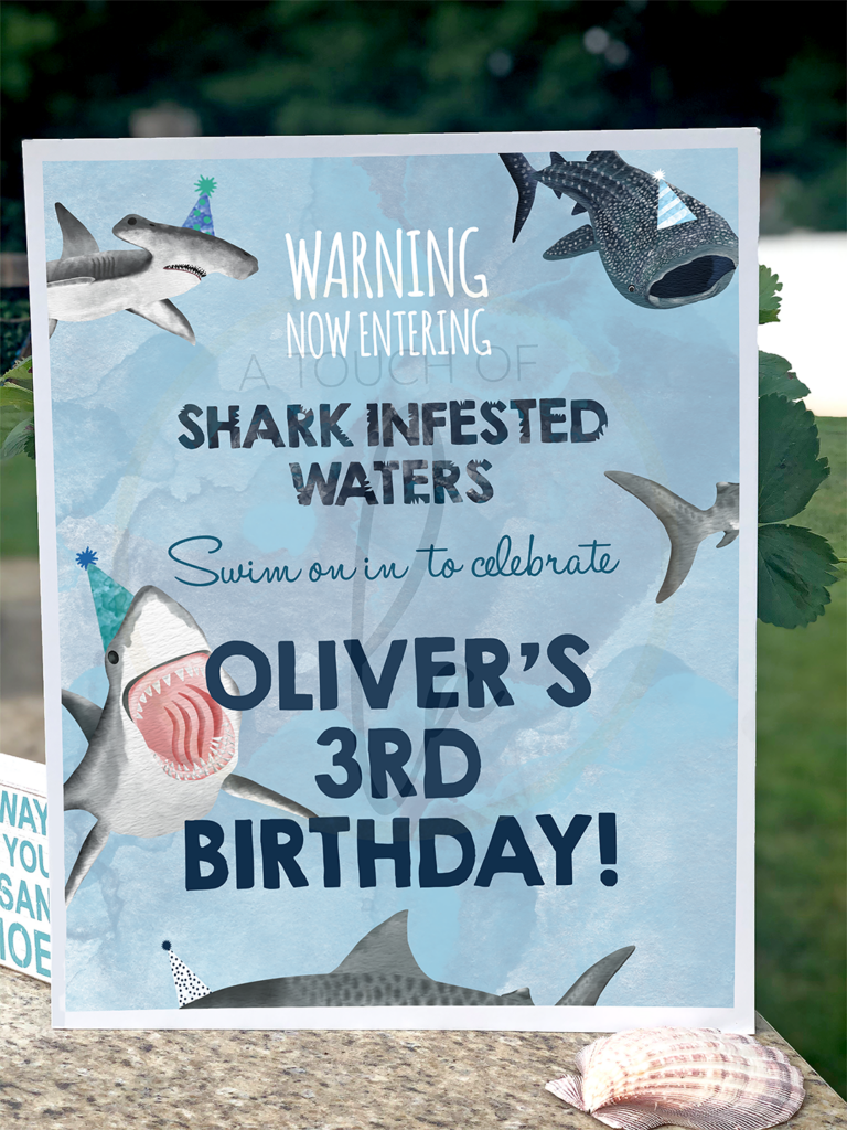 Shark Party Editable Printable Welcome Sign